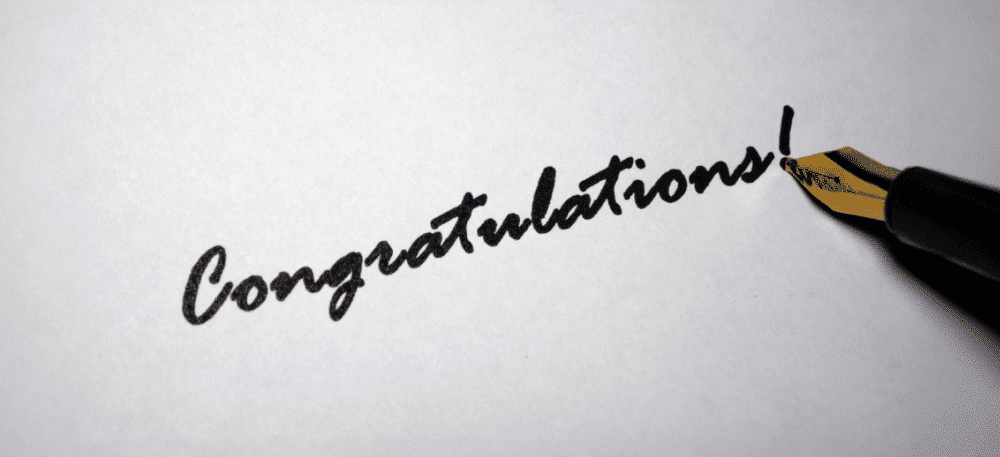 "Congratulations" written in cursive