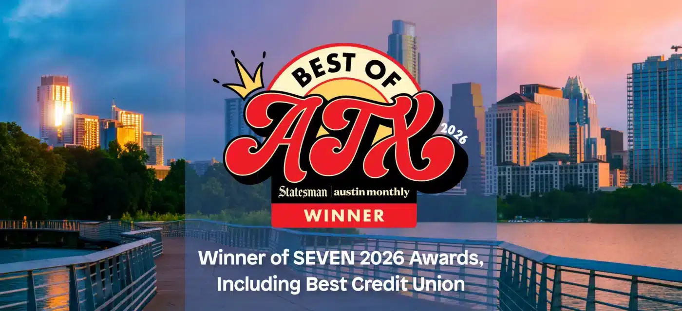 City skyline with a bold 'Best of ATX 2026' logo and a red 'WINNER' ribbon overlaying the image.