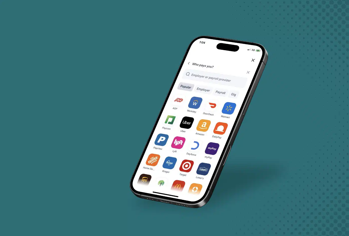 Mobile phone screen showing direct deposit switching service in the A+ Mobile App.