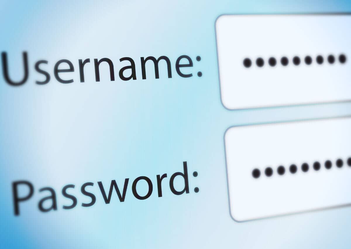 Username and Password box on a login screen