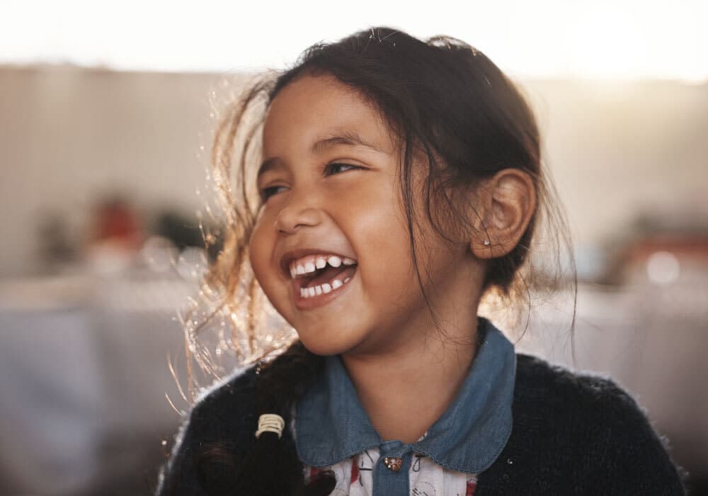 A child laughing.