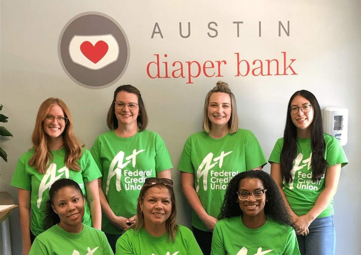 A+ Staff at the Austin Diaper Bank while volunteering